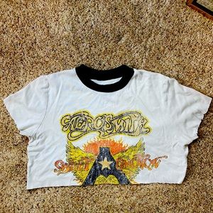 Aerosmith super cropped ring neck tshirt